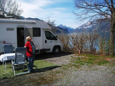 Unser Stellplatz auf dem Campingplatz Murg am See